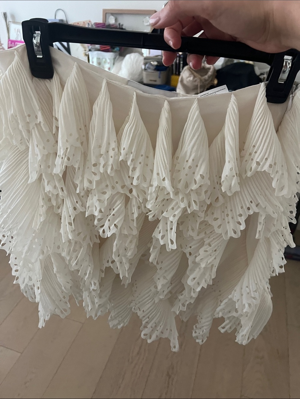 H&M White Layered Ruffle Mini Skirt